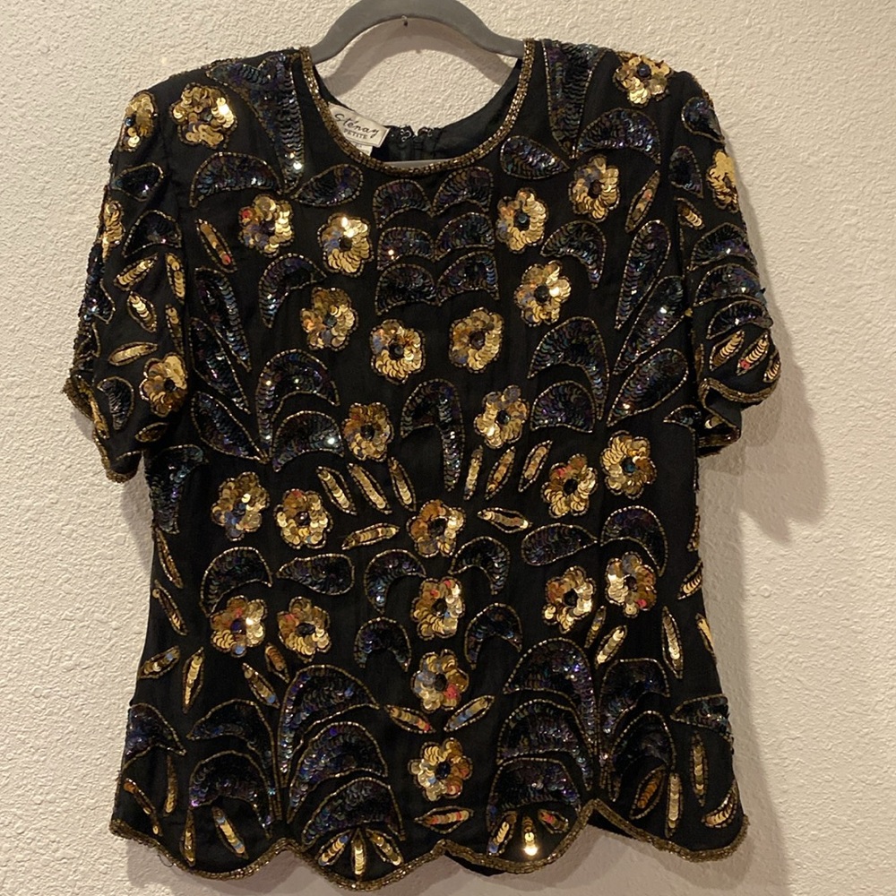 🖤90s SILK beaded top‎ vintage